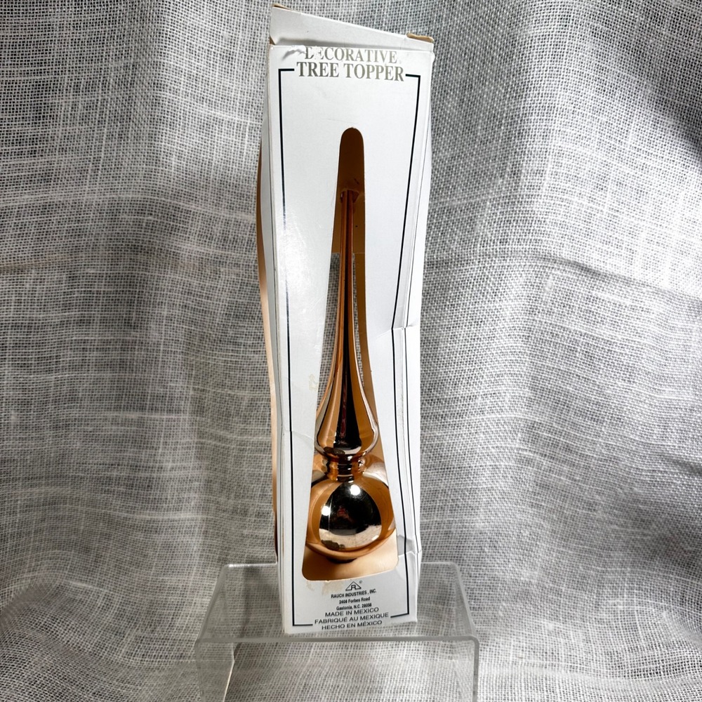 Vintage Rauch Rose Gold‎ Glass Christmas Tree Topper Original Box Holiday Decor
